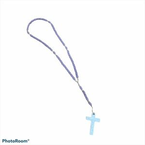 Vintage Pastel Purple Beaded Plastic Rosary Cross